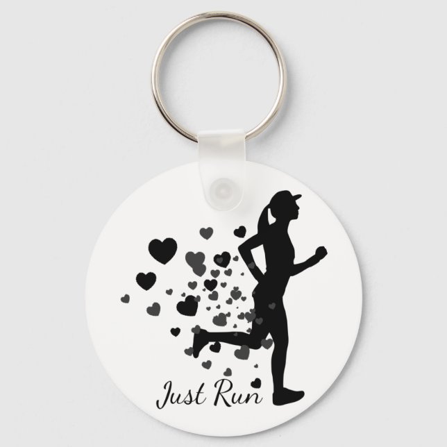 Just Run Fun Love Running Heart Keychain (Front)