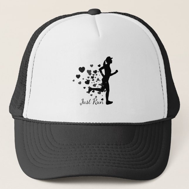 Just Run Inspirational Motivational Quote Women Trucker Hat (Front)