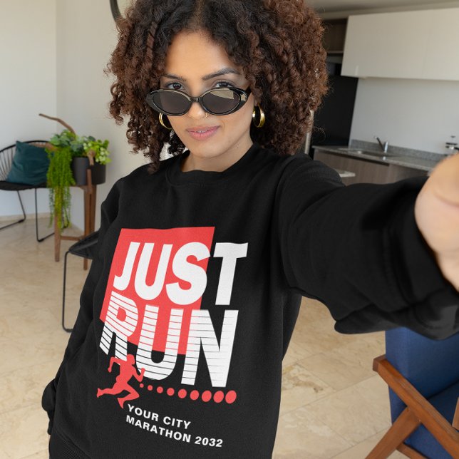 Just Run Red Marathon Runner Race Women's Dark Sweatshirt (Just Run Red Marathon Runner Race Women's Dark Sweatshirt)