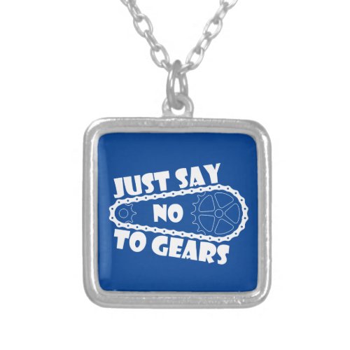 Just Say No To Gears Silver Plated Necklace