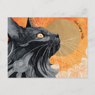 Just Saying Hello Cat Postcard