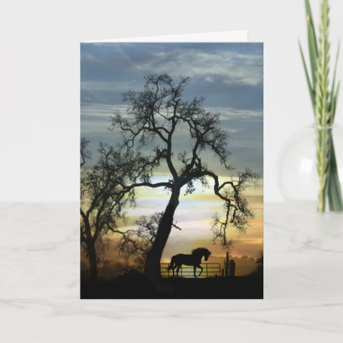 Just Saying Hello Horse and Oak Tree Card