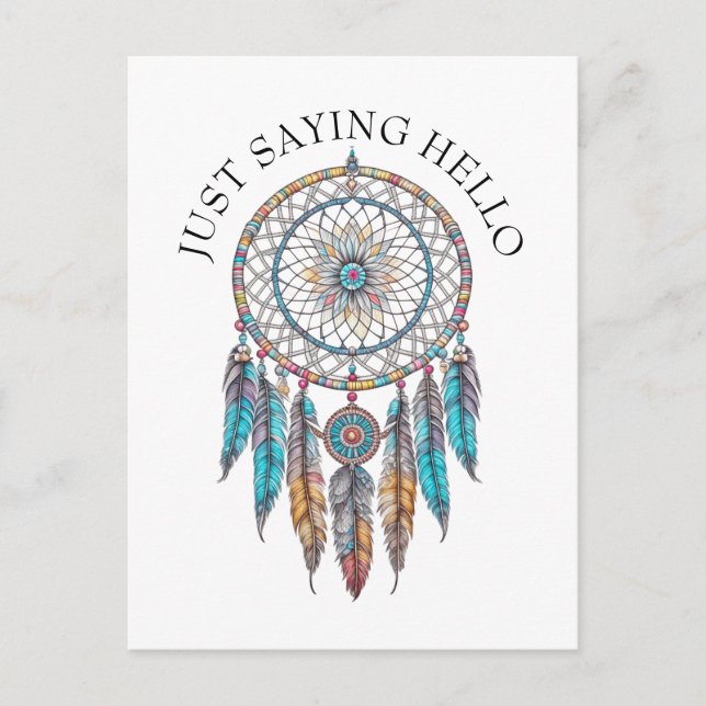 Just Saying Hi | Blue Dreamcatchers Mystical Postcard (Front)