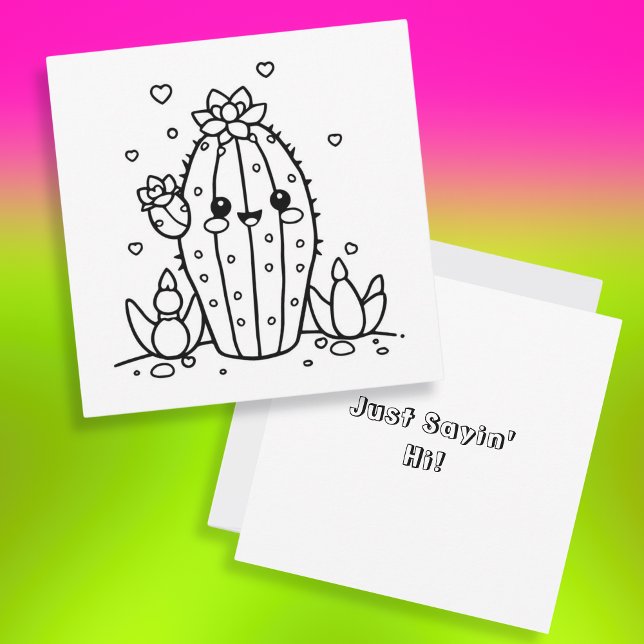 Just Saying Hi | Cute Cactus Coloring Page (Creator Uploaded)
