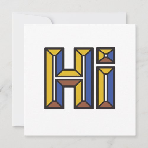 Just Saying Hi Flat Note Card in Blue and Gold