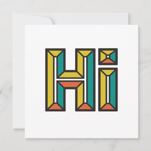 Just Saying Hi Flat Note Card in Gold Green Red