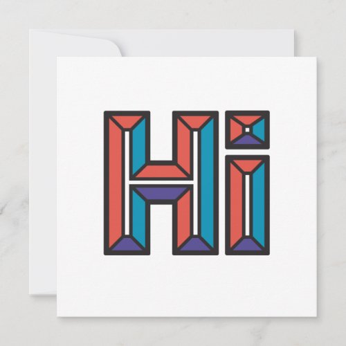 Just Saying Hi Flat Note Card in Red and Blue     