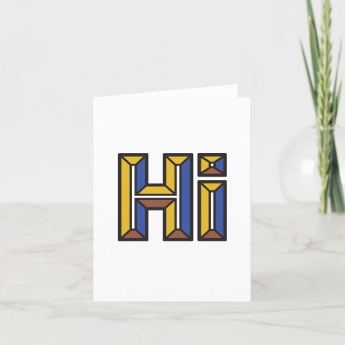 Just Saying Hi Folded Note Card in Blue and Gold