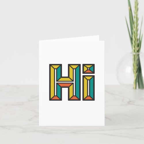 Just Saying Hi Folded Note Card in Green and Gold