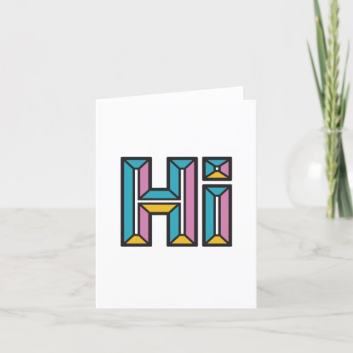 Just Saying Hi Folded Note Card in Pink and Blue