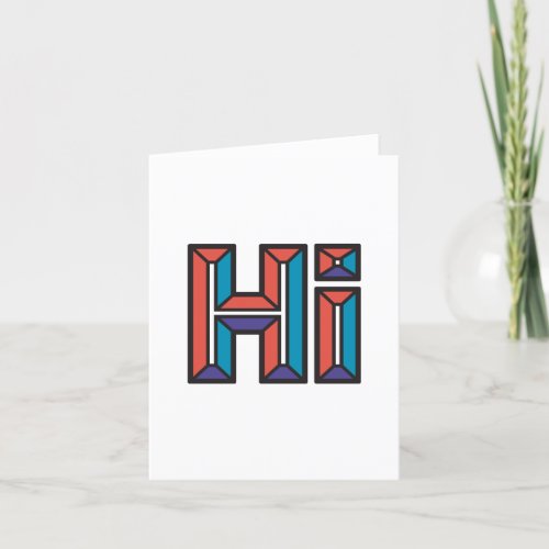 Just Saying Hi Folded Note Card in Red and Blue