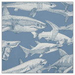 just sharks cobalt denim fabric