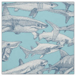 just sharks cobalt sky blue fabric