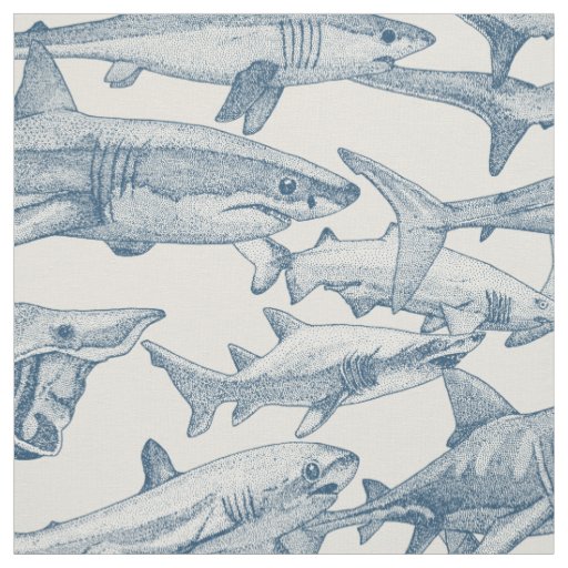 just sharks cobalt strong white fabric