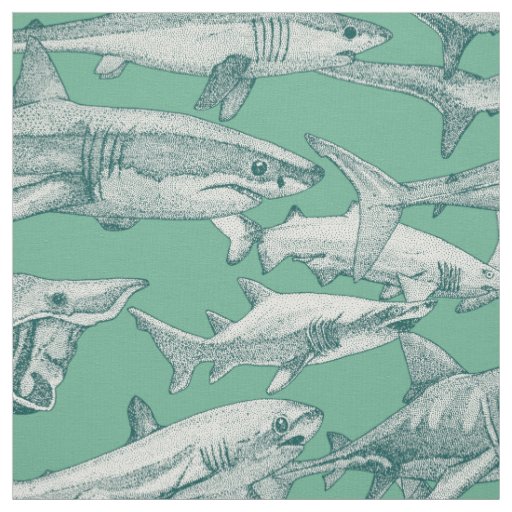 just sharks dark teal peppermint fabric