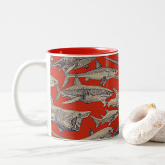 just sharks retro Two-Tone coffee mug