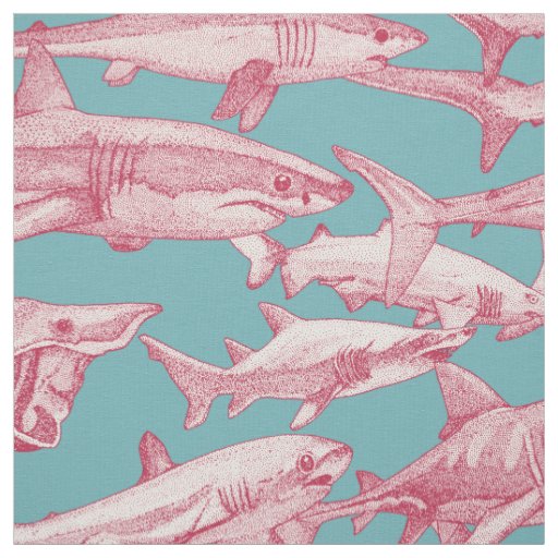 just sharks viva magenta turquoise fabric