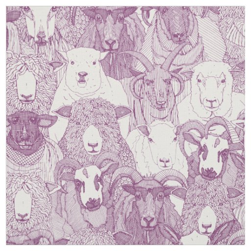 just sheep purple white fabric