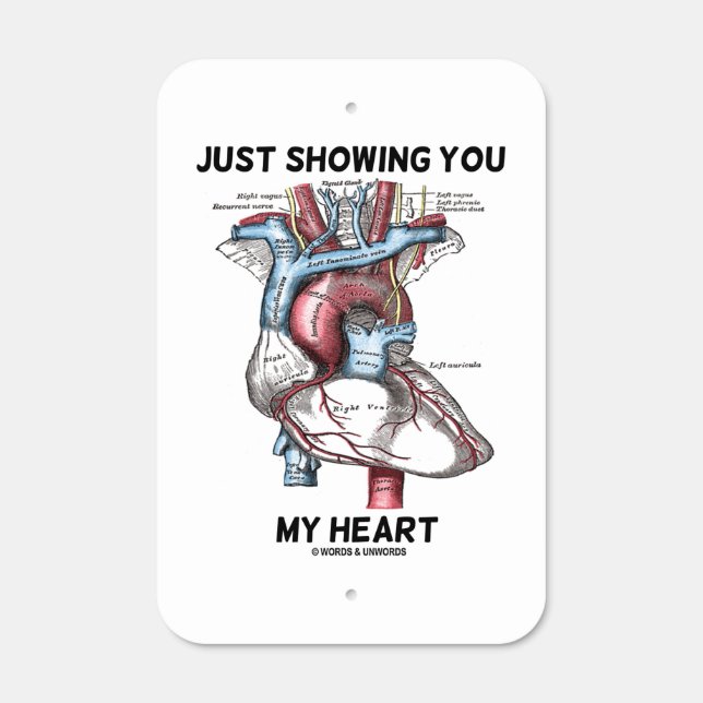 Just Showing You My Heart Anatomical Heart Metal Sign (Front)