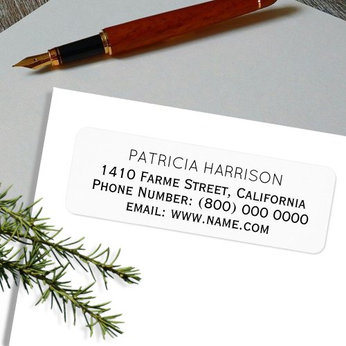 Just Simple  Clean Address Information Label