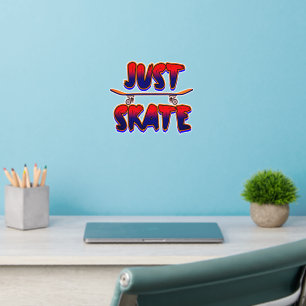 Just Skate Skateboard Red Blue Skateboarder Wall Decal