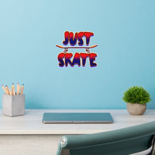 Just Skate Skateboard Red Blue Skateboarder        Wall Decal