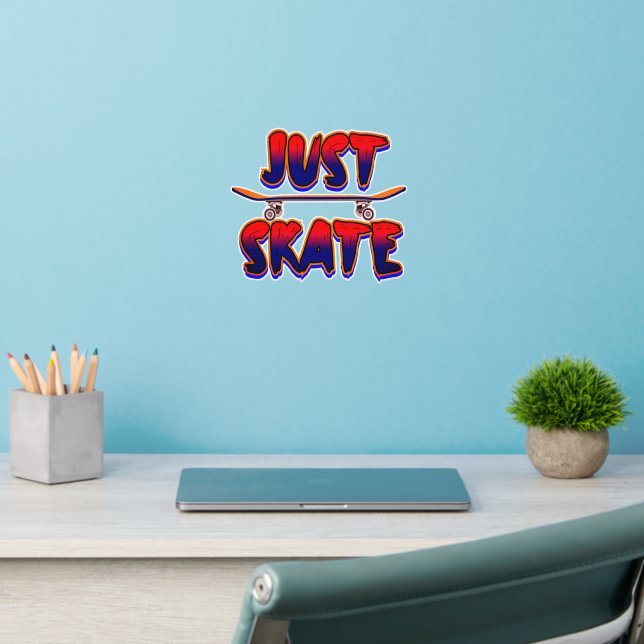 Just Skate Skateboard Red Blue Skateboarder        Wall Decal (Home Office 2)