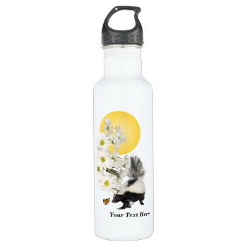 Just Skunks New Design - Daisies  Sun & Butterfly Stainless Steel Water Bottle by 4westies at Zazzle