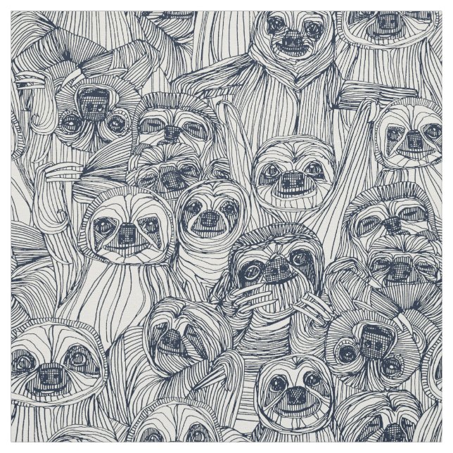 just sloths indigo pearl fabric (Swatch)