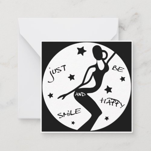 Just Smile And Be Happy Funny Stick woman Note Card