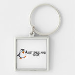Just Smile And Wave Penguin Keychain
