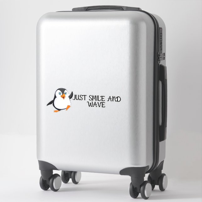 Just Smile And Wave Penguin Sticker (Suitcase)