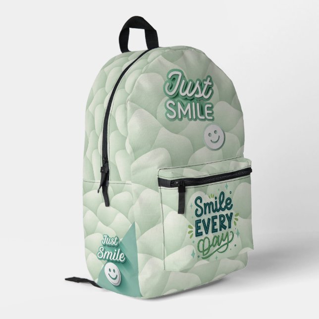 Just Smile Minimalist Design – Elegant Modern  Printed Backpack (Back Corner Left)