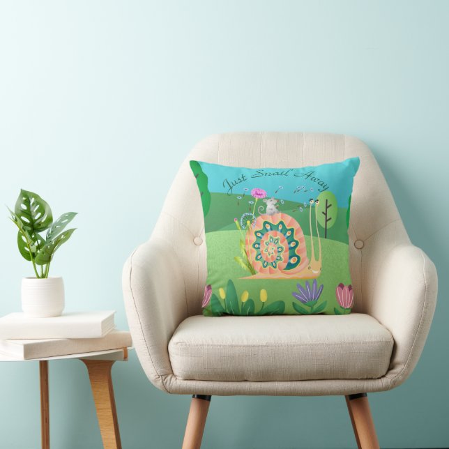 Just Snail Away Cute Snail Throw Pillow (Chair)