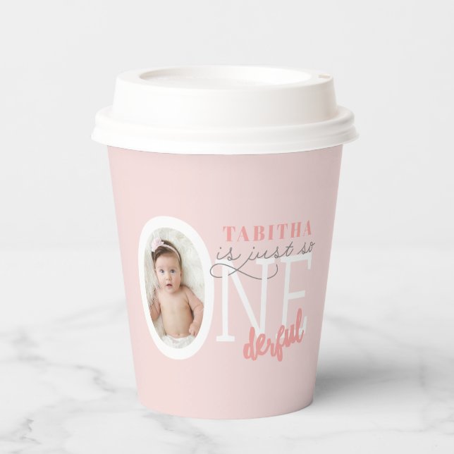 just so ONEderful girly birthday photo Paper Cups (Front)