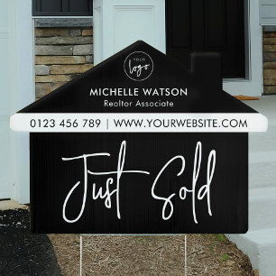 Just Sold Real Estate Agent Logo Black & White Sign