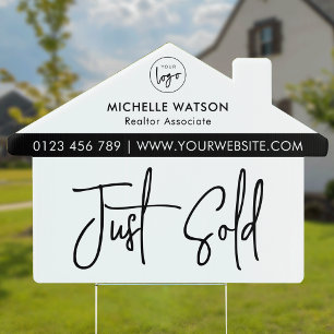 Just Sold Real Estate Agent Logo Black & White Sign