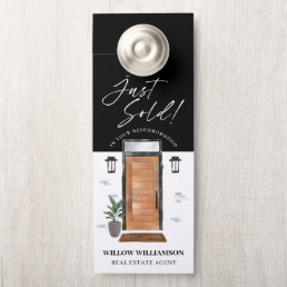 Just Sold Real Estate Agent Wood Watercolor Door Door Hanger