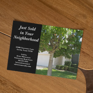 Just Sold Real Estate House Custom Photo Black Postcard