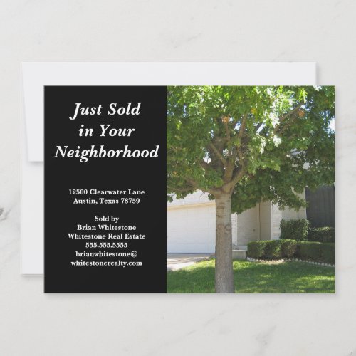 Just Sold Real Estate Marketing Custom Home Photo Card