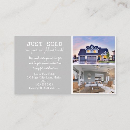 JUST sold Real Estate Marketing Postcard Business Card