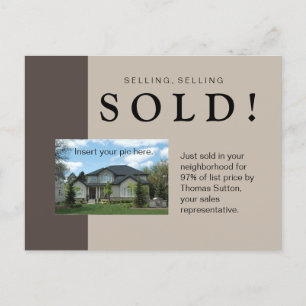 Just Sold Real Estate Postcard Taupe