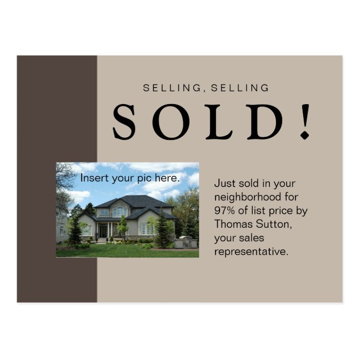 Just Sold Real Estate Postcard Taupe