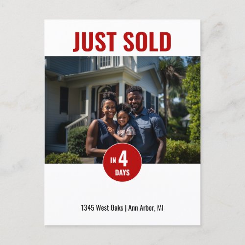 Just Sold Red Real Estate Marketing Postcard