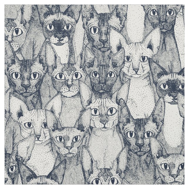 just sphynx cats indigo pearl fabric (Swatch)