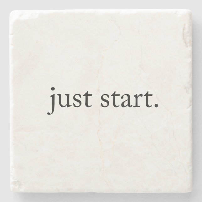 Just Start Inspirational Quote Marble Coaster  (Front)