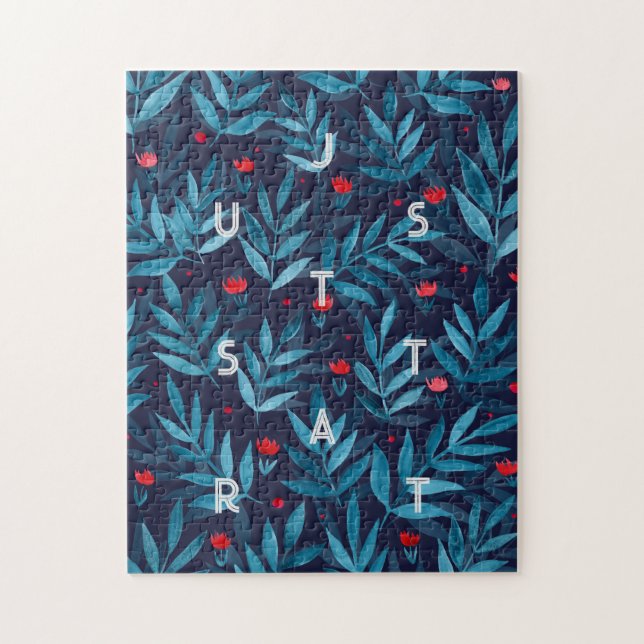 Just start Watercolor night garden - turquoise Jigsaw Puzzle (Vertical)