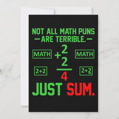 Just Sum Math Teacher Mathematics Maths Student Thank You Card