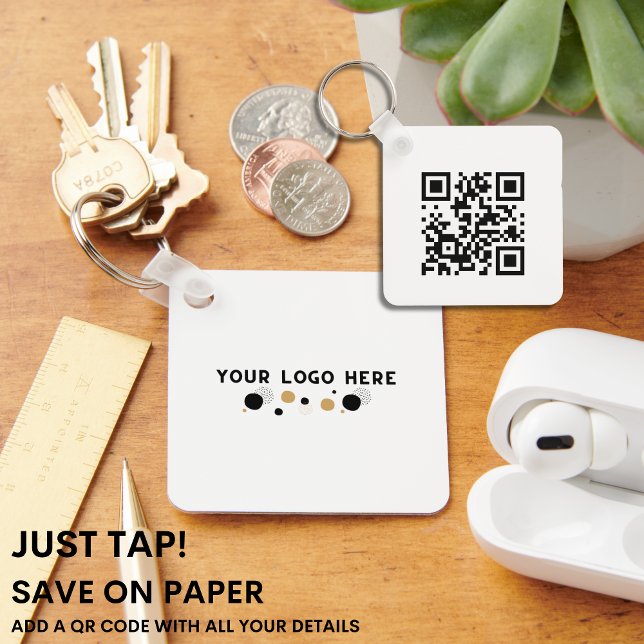 JUST TAP | QR Code Business Card MODERN SIMPLE Keychain (Creator Uploaded)