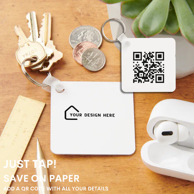 JUST TAP | QR Code Business Card REALTOR AGENT Keychain | Zazzle